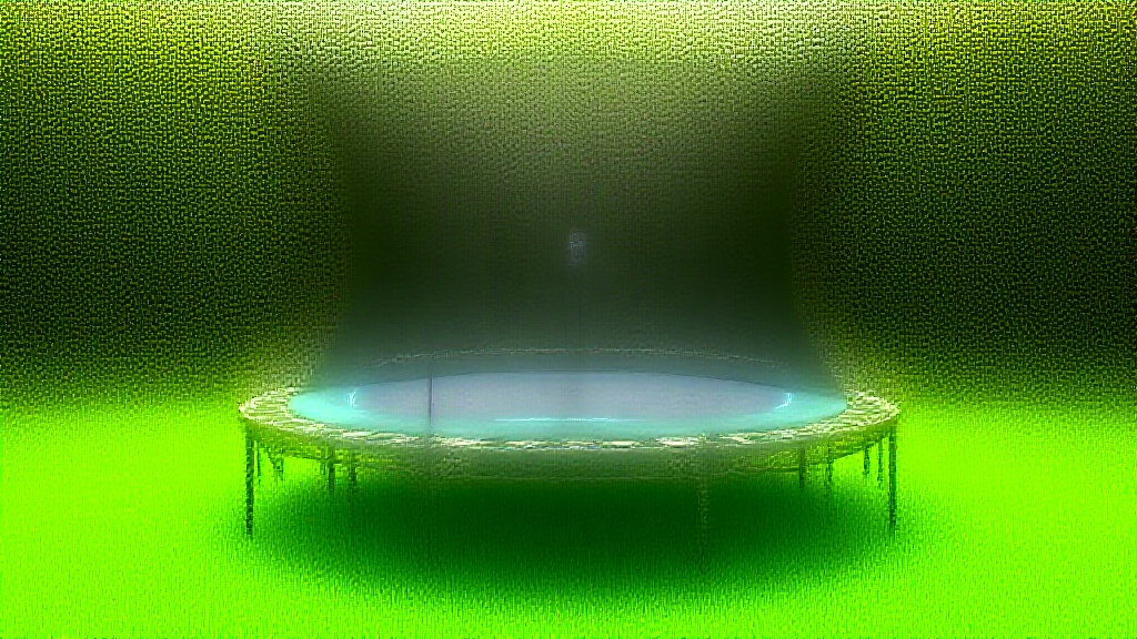 Safe trampoline play area setup with padding and enclosure, surrounded by greenery and clear space